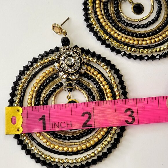 Double Circle Statement Drop Earrings Chandelier Earrings House of Moda Earrings - Picture 8 of 14